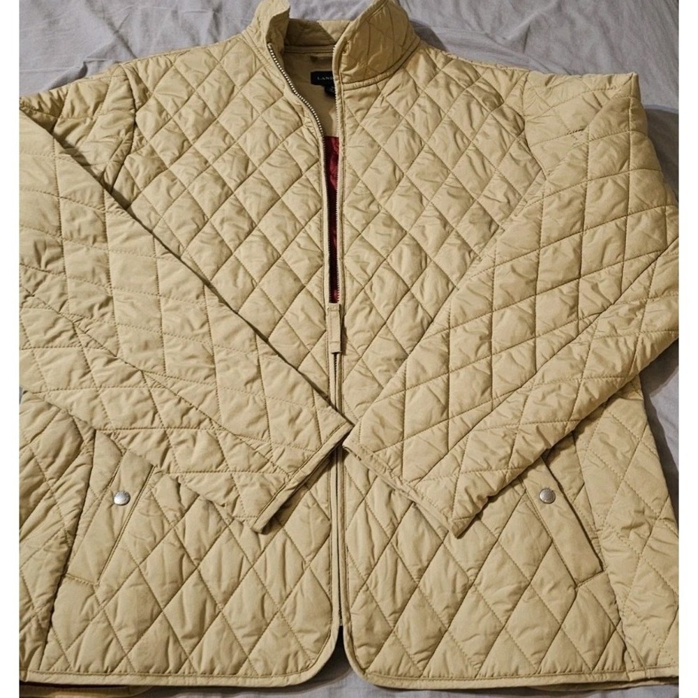 Lands' End Quilted Jacket Women's XL (18-20) Lightweight Full Zip Coat TAN